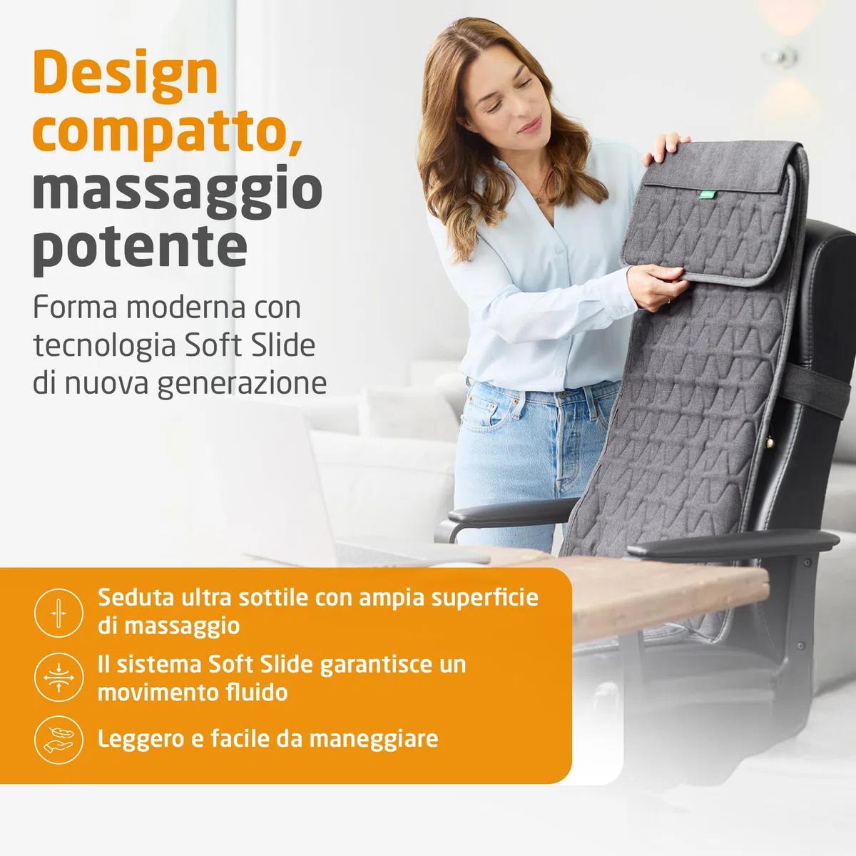 medisana MC 700 sedile massaggiante Shiatsu, massaggiatore per schiena, collo, spalle, tappetino massaggiante extra sottile e leggero con calore, utilizzabile da sdraiati e da seduti