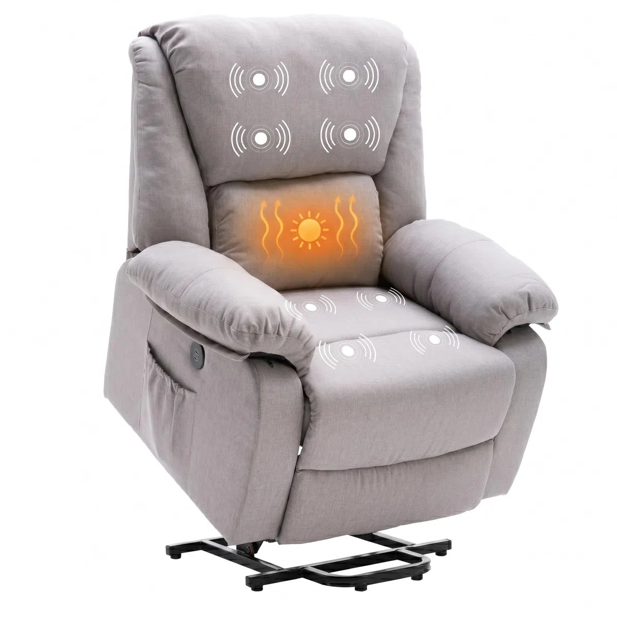 ECODE Poltrona Relax Alzapersona Elettrica Massaggiante, Reclinabile e Riscaldante con Poggiapiedi – Offerta Poltrona-Letto Per Anziani da Interno, Soggiorno o Salotto con Vibro Motori (Grigio)