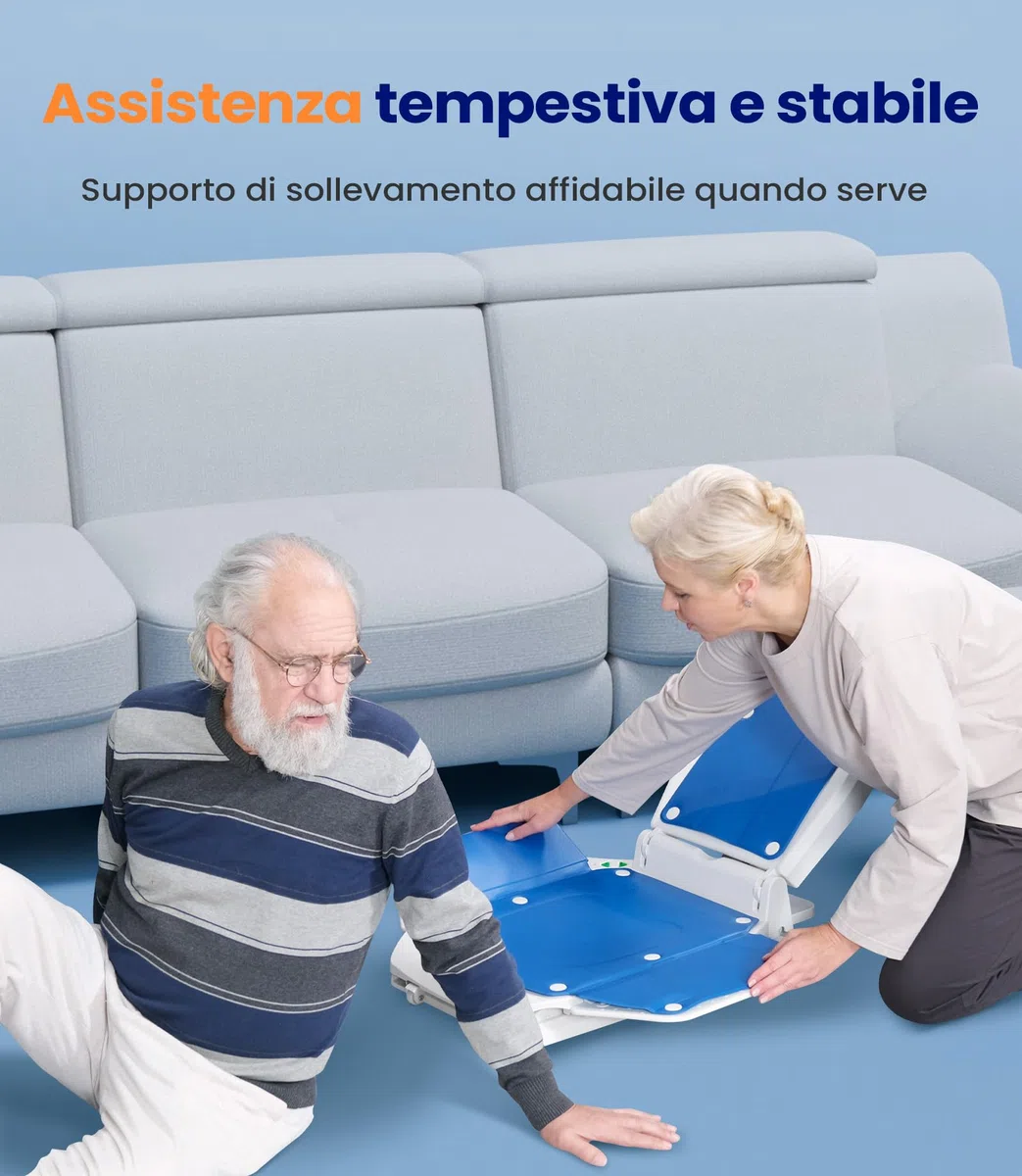 VOCIC Sedia elevatrice elettrica AX10, sollevatore mobile con ruote per alzarsi da terra, pieghevole e regolabile in altezza 0–50 cm, fino a 140 kg, aiuto al sollevamento per anziani a casa