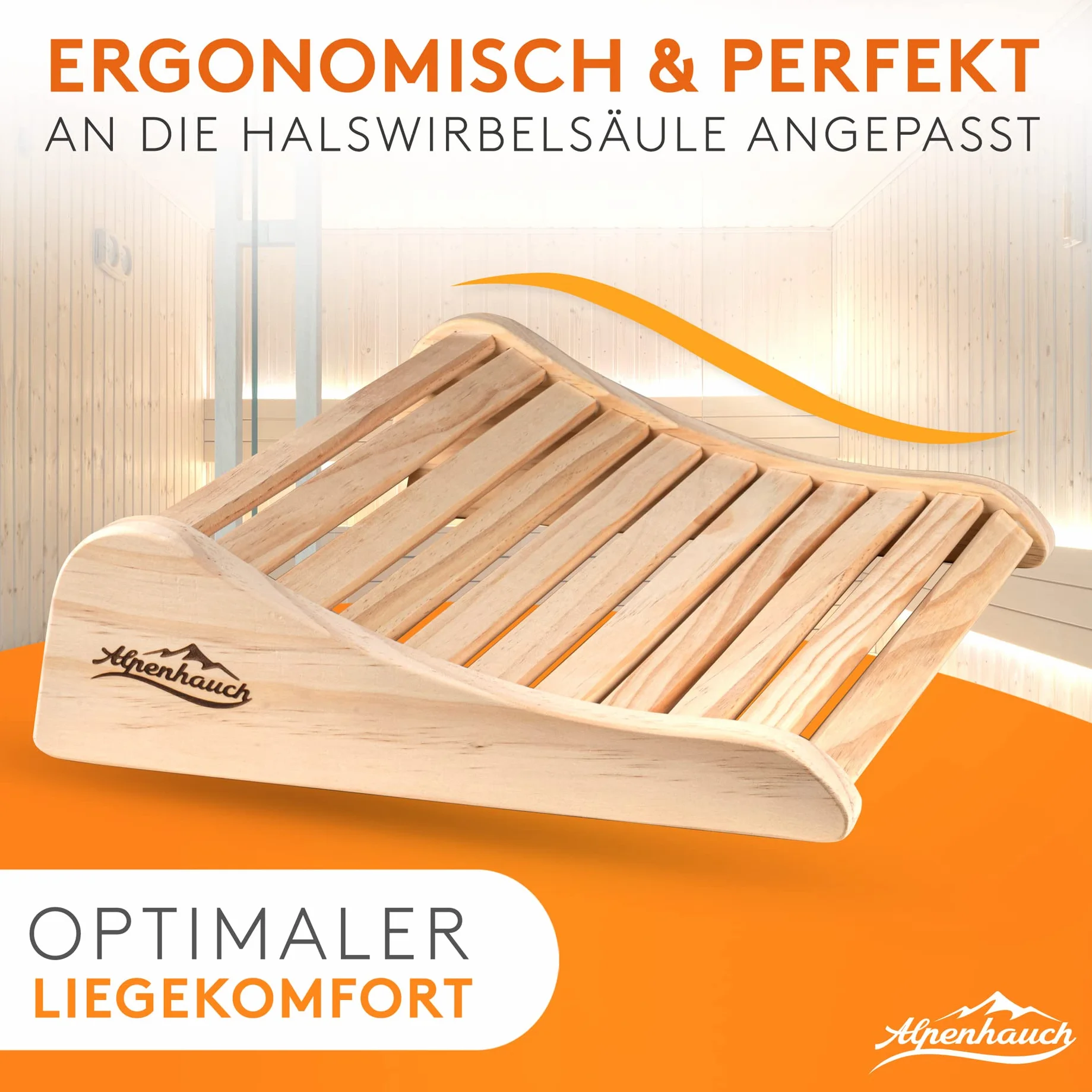 ALPENHAUCH Poggiatesta sauna in legno naturale ergonomico accessorio cabina infrarossi