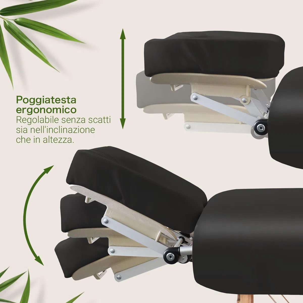MASSUNDA - Lettino massaggio mobile Comfort Deluxe regolabile in altezza - tavolino massaggio EXTRA largo legno massiccio - panchina con poggiatesta ergonomico, copertura, bracciolo, cuscino (nero)