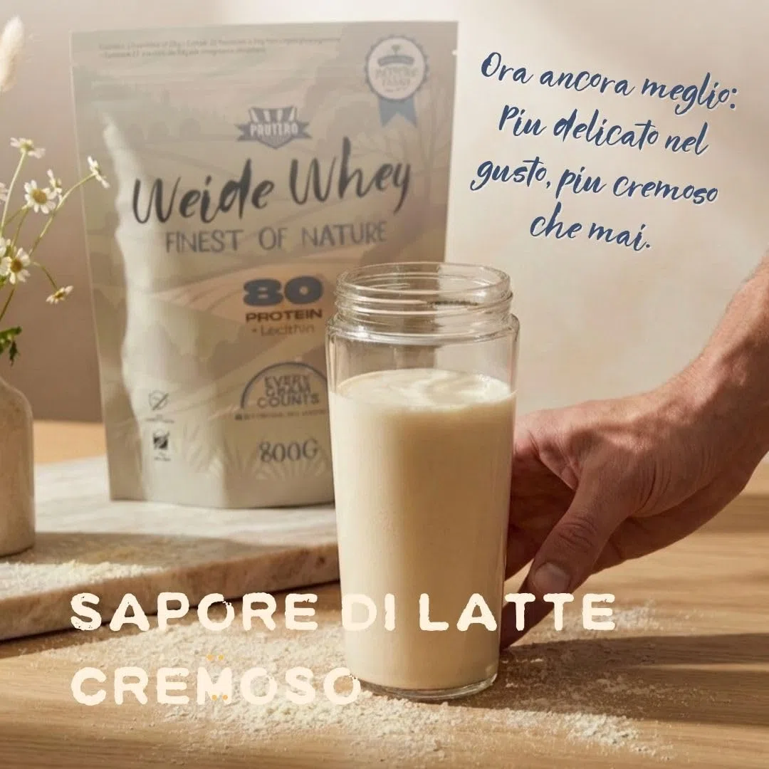Protero Weide Whey Protein 80 | Polvere proteica neutra in latte di salice da 2 kg | Proteine senza additivi artificiali, senza soia