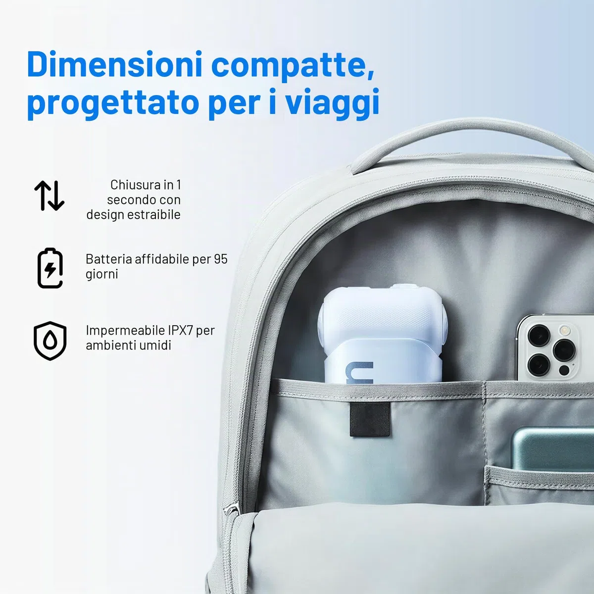 usmile C10 Idropulsore Dentale Portatile - 95 Giorni Durata Della Batteria, 4 Modalità Pulizia, Serbatoio da 180 ml, Impermeabile IPX7, Ideale per Viaggi, Parentesi Graffe, Impianti e Gengive