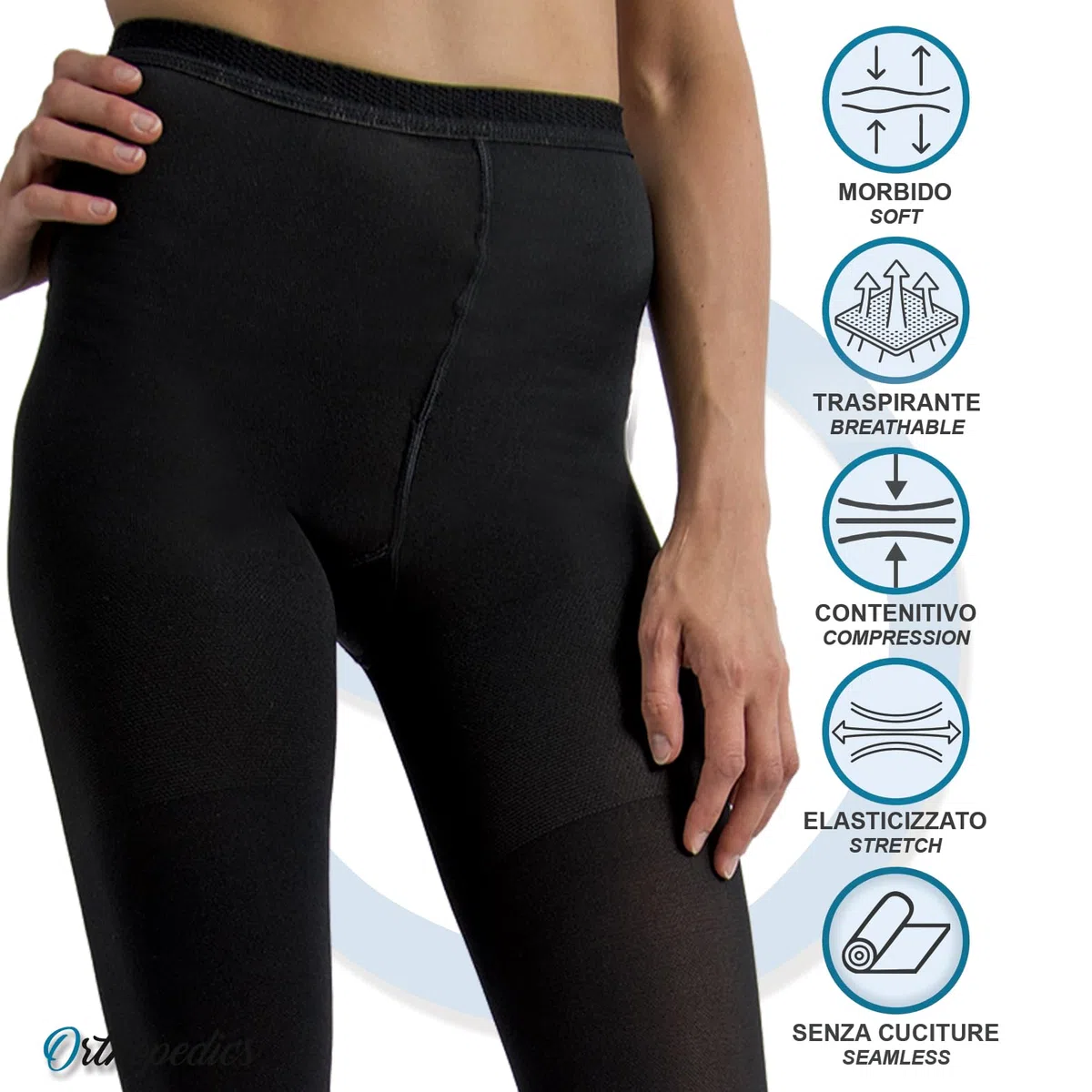 Beman 409A - Collant Medicali K1 Classe 1, Compressione Graduata 15-21 mmHg, Punta Aperta Unisex, Tallone Rinforzato e Cuciture Piatte, Elastici Resistenti
