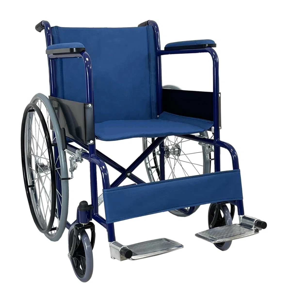 TERMIGEA - Sedia a Rotelle Pieghevole Leggera Autospinta, Carrozzina per Anziani e Disabili in Acciaio (Portata 100KG) con Freno e Leva per Gradini, Dispositivo Medico CE per Interno ed Esterno