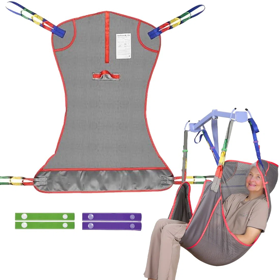 EZ Assistive Sling universale per pazienti a tutto il corpo, Lift Medical Sling for Bed Positioning, Transfer for Elderly, Disabled, Bedridden, 500LBS Weight Capacity (Lilla Grigio-Piccolo)