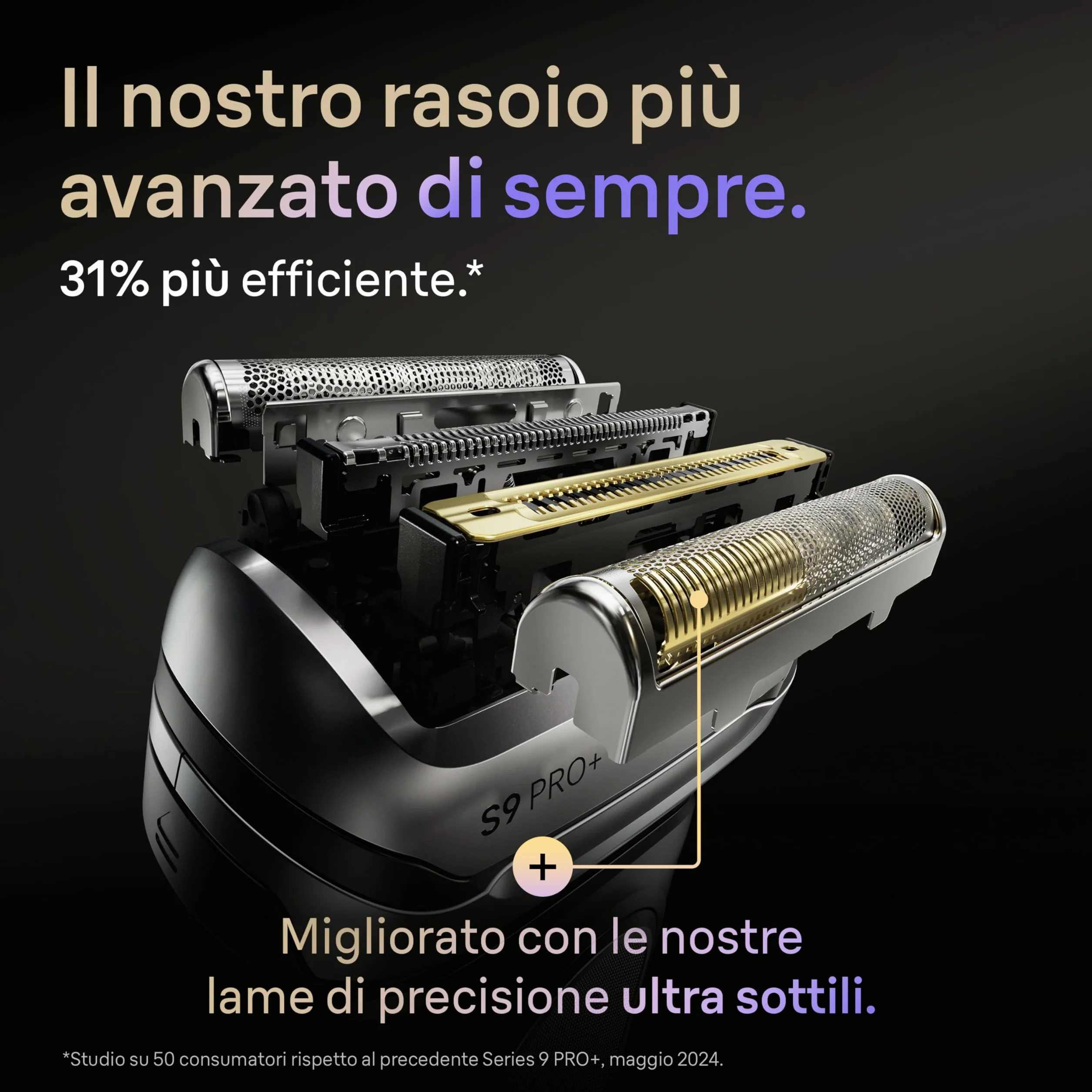 Braun Serie 9 Pro+ Rasoio Elettrico Barba Wet&Dry 5+1 Lame Ultra Sottili Tecnologia Pro Sensoadapt 60 Min Base di Ricarica Nero