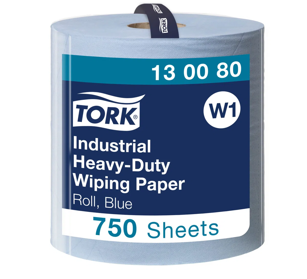 Tork 130080 Carta ultraresistente per asciugatura industriale QuickDryPremium, compatibile con il sistema W1 (da terra o da parete), 3 veli, 1 conf. x 1 rotolo (1 x 255 m), colore blu