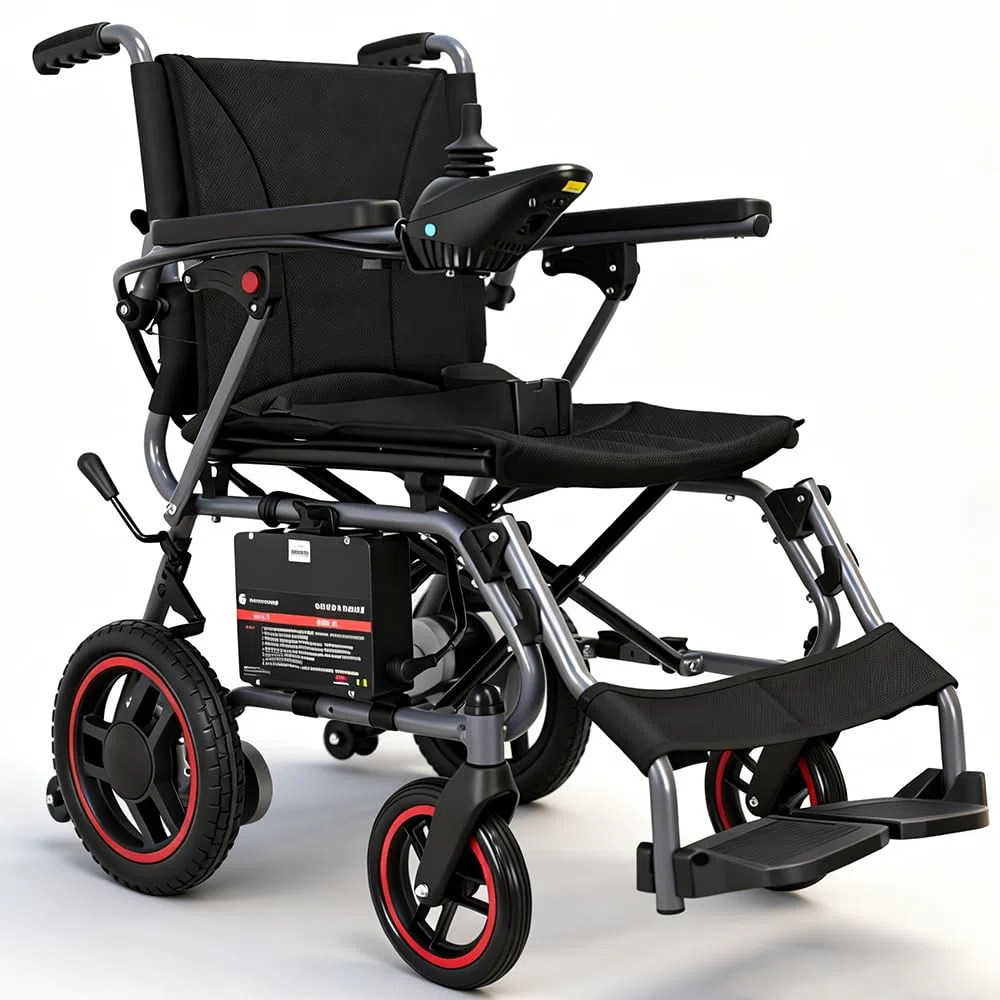 Sedia A Rotelle Elettrica Piegabile Per Adulti,Sedia A Rotelle Elettrica Autonomia 25 KM, Tutto Terreno, Per Anziani, Portata Massima 150 Kg, Colore Nero