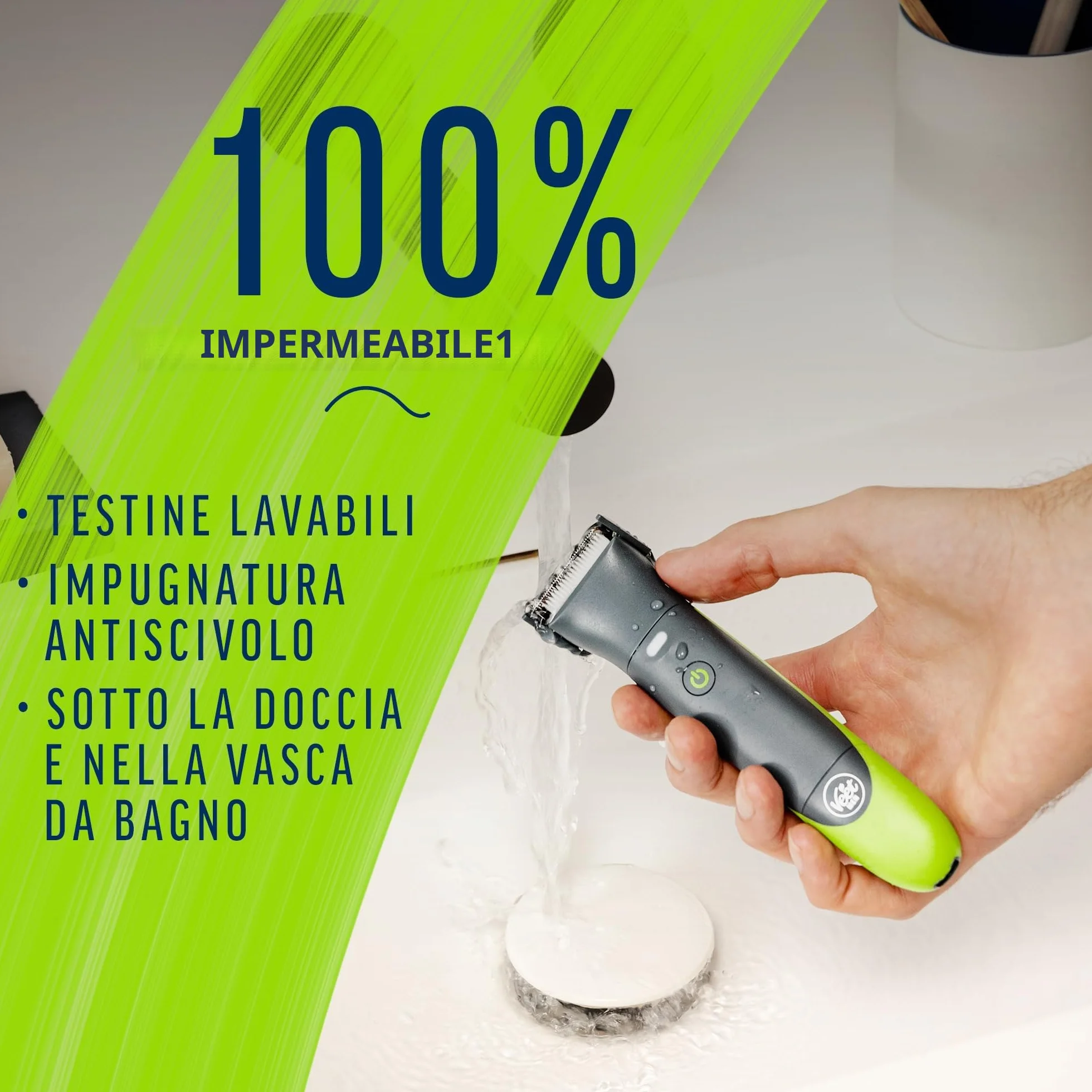 Veet Men Intimate Trimmer TOTAL PRO, Rasoio elettrico uomo corpo e parti intime, 1 testina, 2 pettini guida, Cordless