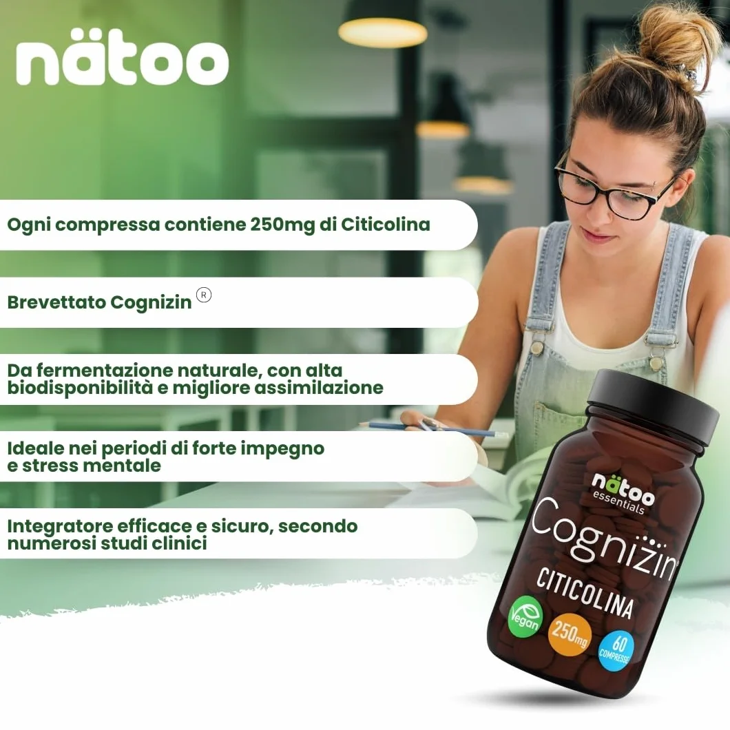 CITICOLINA 250 mg Cognizin 60 Cpr Integratore Concentrazione e Memoria CDP Colina
