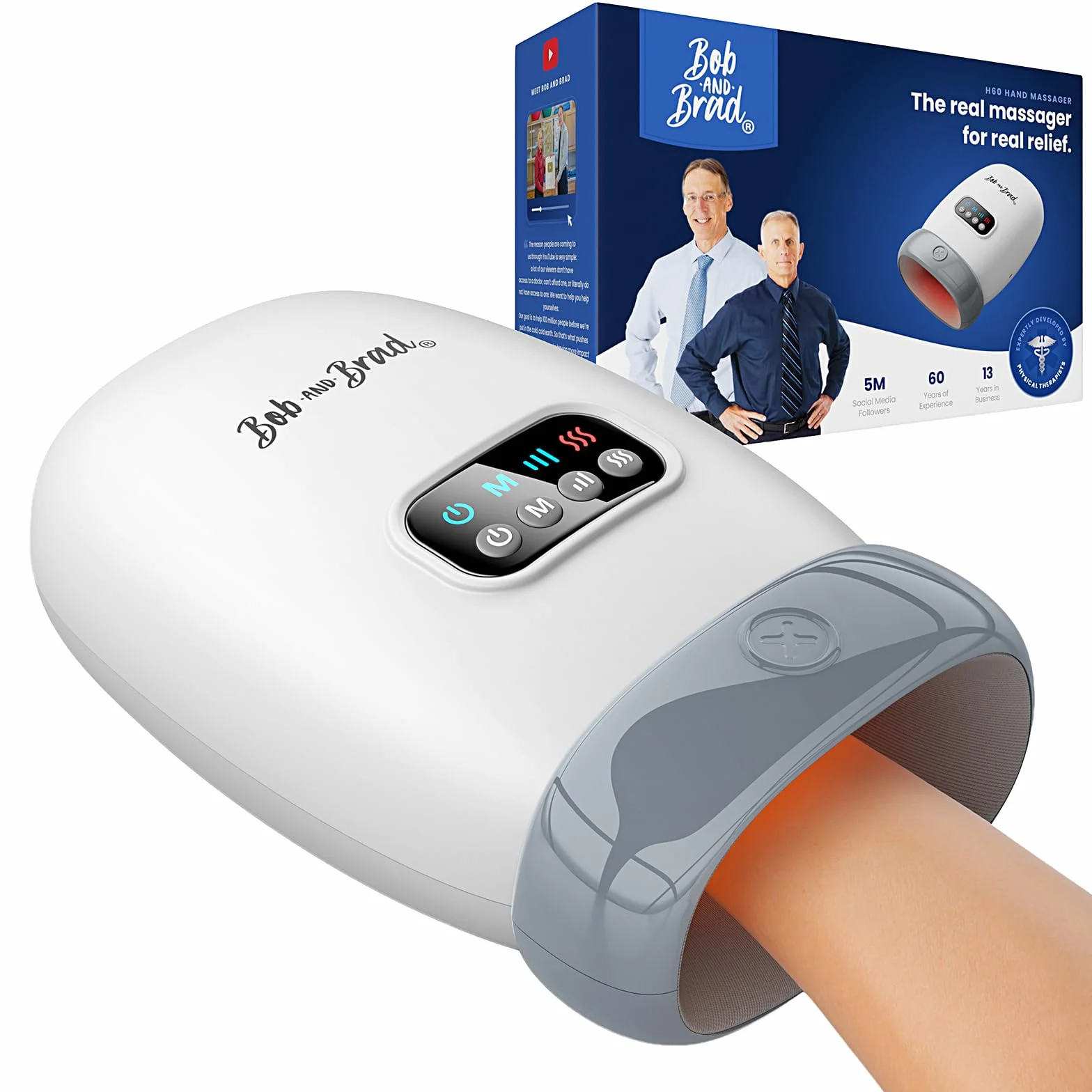 BOB AND BRAD H60 Massaggiatore Mani con Calore e Compressione, Massaggiatore Wireless per Artriti e Sindrome del Tunnel Carpale, Allevia Dolori a Polsi e Dita, per Donne Uomini Mamme