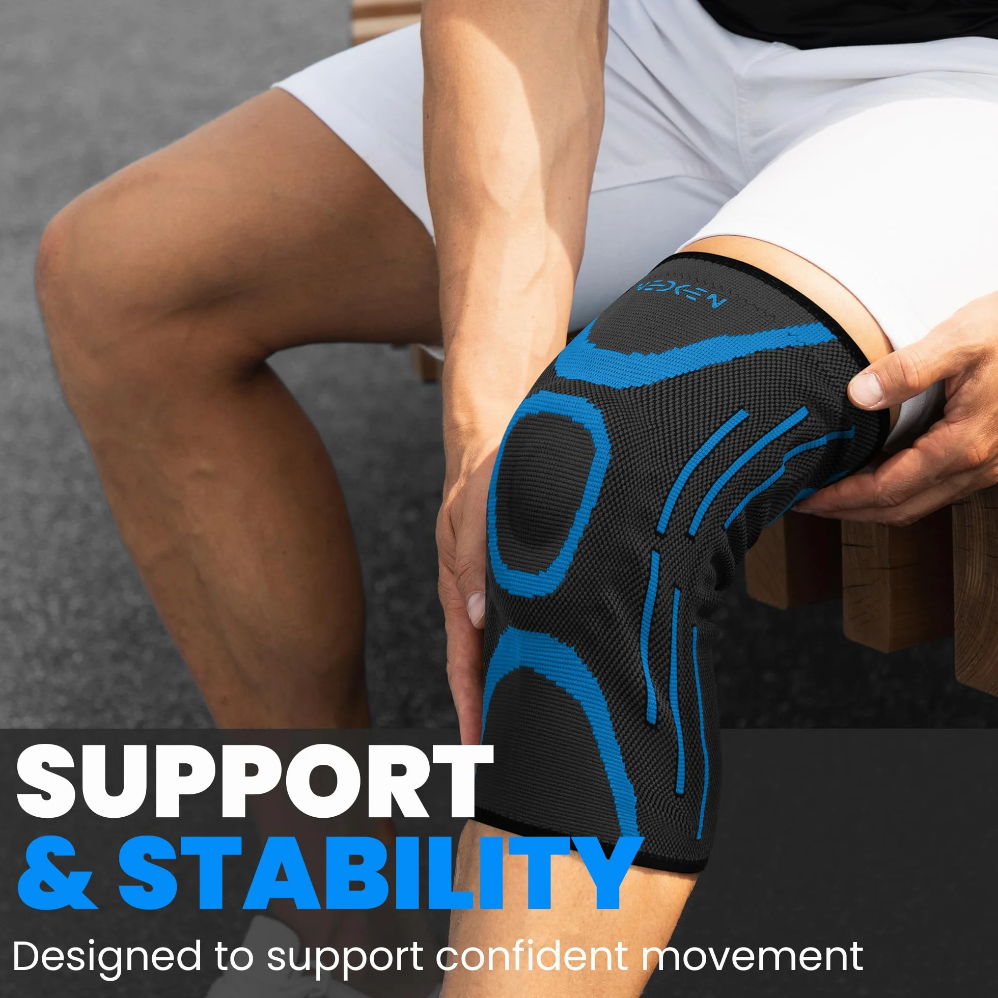 Ginocchiera Sportiva Elastica per Menisco e Legamenti - Supporto Ortopedico a Compressione, Stabilità e Recupero (Blu, L)