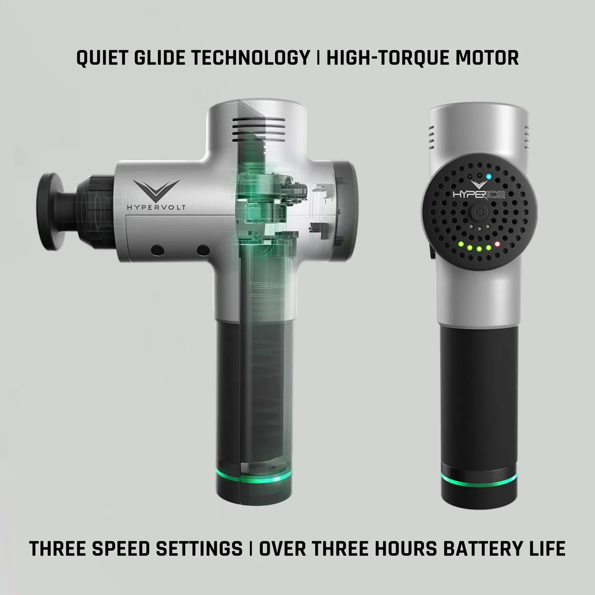 Hyperice hypervolt - Massaggiatore a percussione, con scorrimento delicato, 3 livelli di velocità, 5 testine intercambiabili