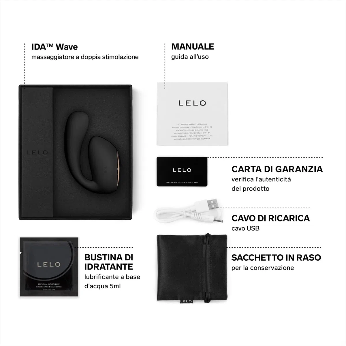 LELO IDA Wave Vibratore a Distanza con App, Black, per Donna, Vibratori Clitoride Donna con 2 Potenti Motori e 10 Modalità di Vibrazione, Vibratori con Telecomando a Distanza