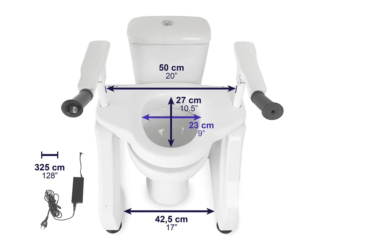 KMINA Rialzo WC per Anziani Elettrico Inclinabile, Alzawater con Coperchio, Supporto Water Bagno Disabili - Modello PRO