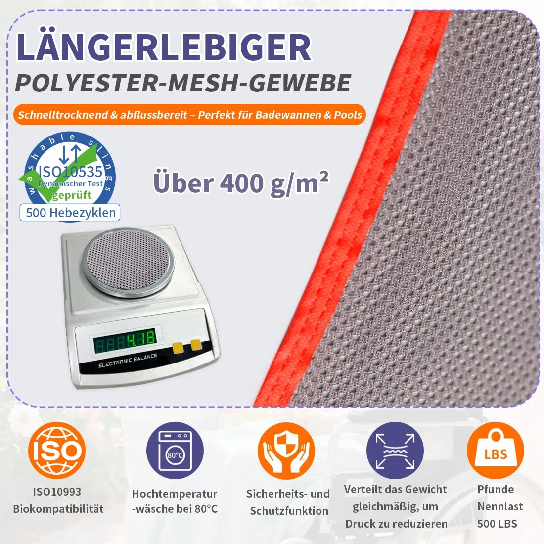 EZ Assistive Sling universale per pazienti a tutto il corpo, Lift Medical Sling for Bed Positioning, Transfer for Elderly, Disabled, Bedridden, 500LBS Weight Capacity (Lilla Grigio-Piccolo)
