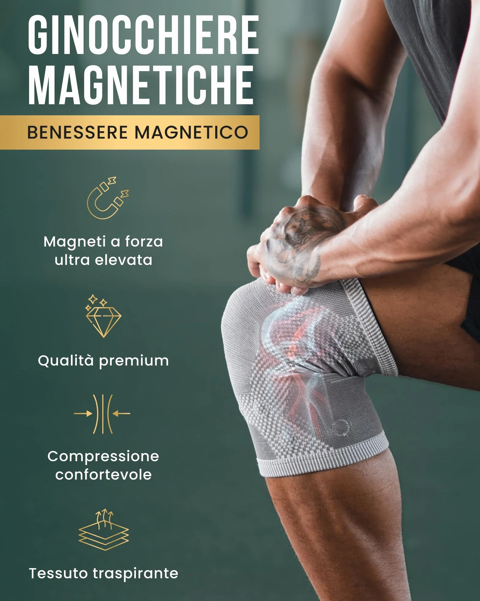 MagnetRX Magnetoterapia Ginocchio Ginocchiera Magnetica Terapeutica Confezione da 2 Taglia L