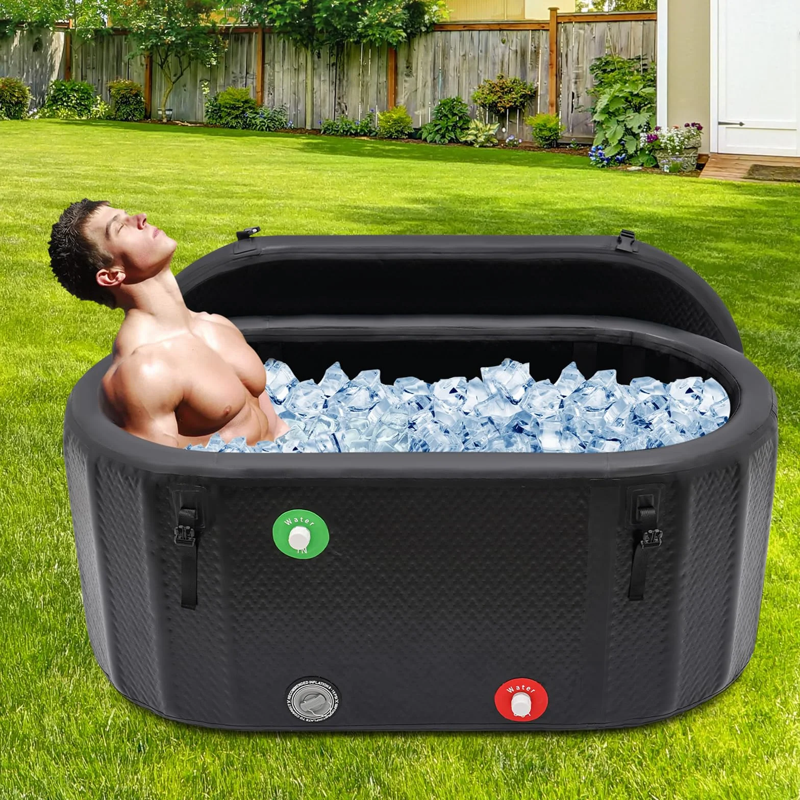Bagno di ghiaccio, vasca da bagno gonfiabile, per adulti, per la casa, autoportante, mobile, vasca da bagno con coperchio, terapia del freddo per atleti, rigenerazione dopo lo sport, pattinaggio sul