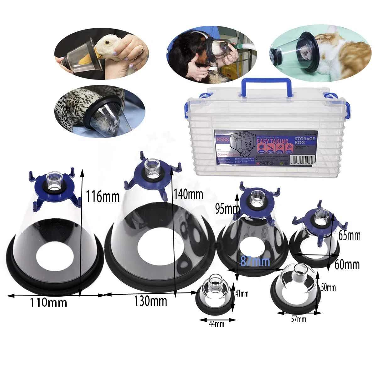 Anestesia Maschera Trasparenza Rianimatore Manuale Veterinario Anestesia Resuscitator Tazze di Respirazione 1#2#3#4#5#6# 6PC