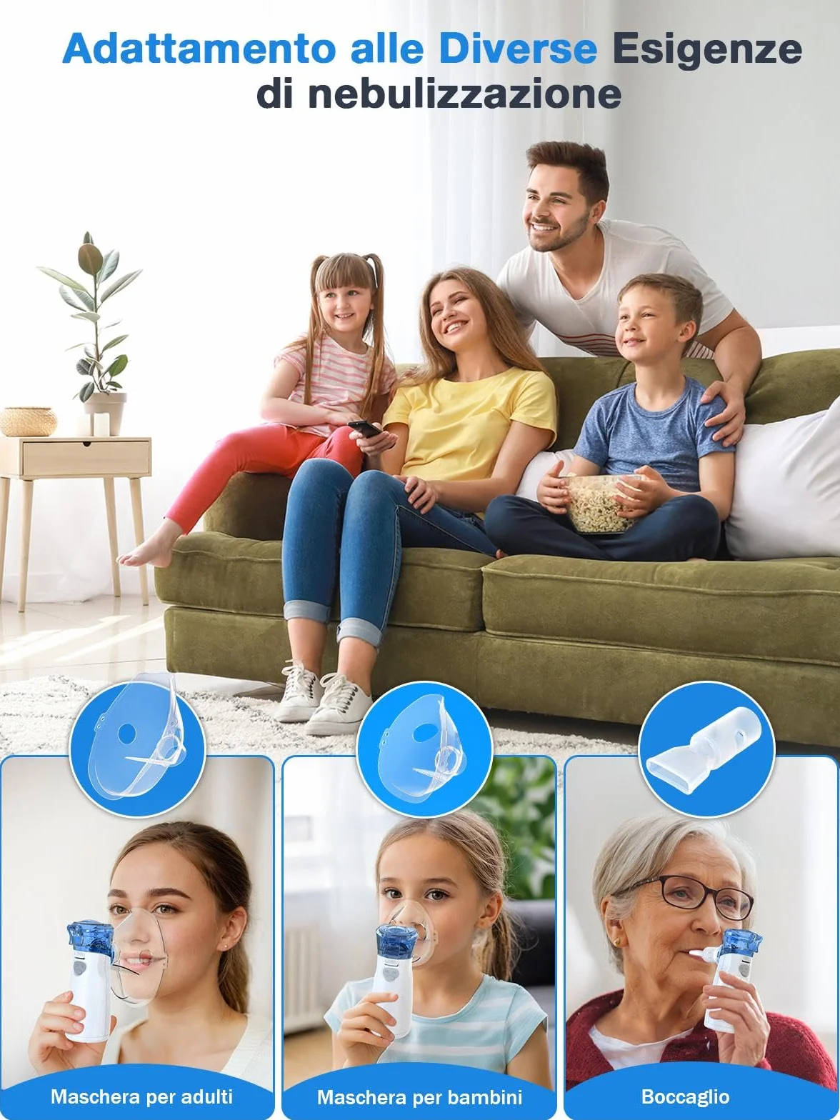 Aerosol Portatile USB-C Ricaricabile Ultrasuoni per Adulti e Bambini, Silenzioso, Meno Residui