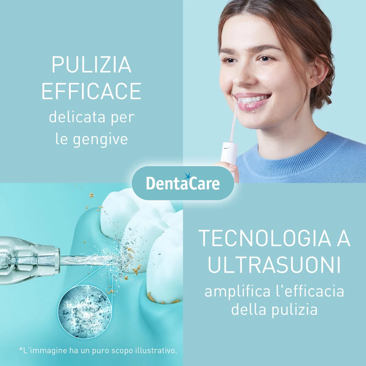 Panasonic EW1614AW503 PACK Irrigatore Orale per la Famiglia, Idropulsore per Denti, Getto Ultrasonico, Modalità Bambino, 10 Impostazioni di Pressione, IPX7, Ortodontico, 5 ugelli, Bianco