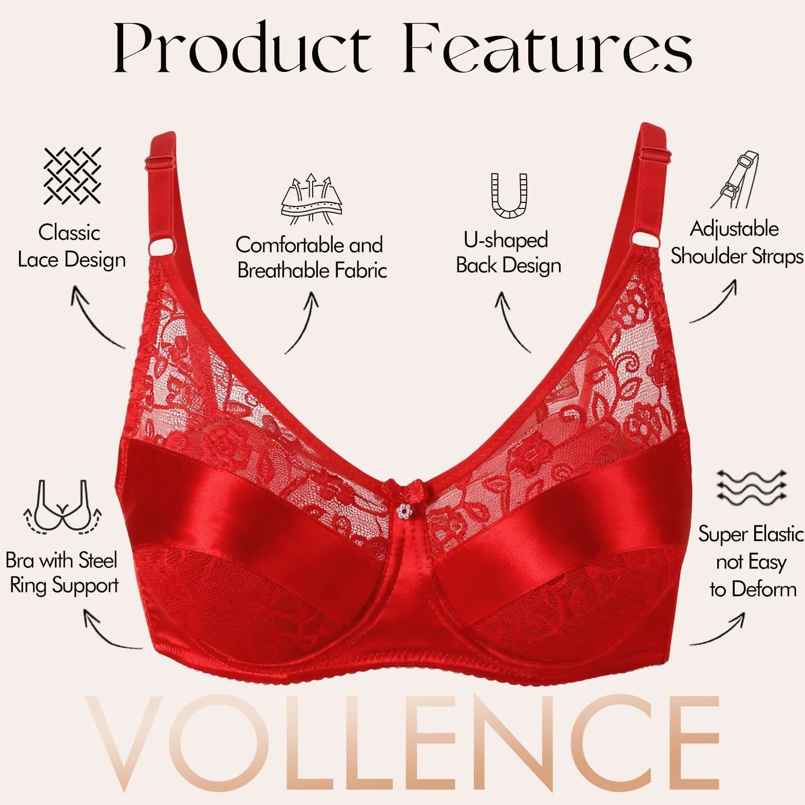 Vollence Reggiseno Tascabile in Silicone Falso Seno