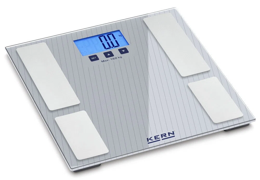 Bilancia impedenziometrica con analisi del corpo [Kern MFB 150K100] per la determinazione di peso corporeo, grasso corporeo ..., Portate [Max]: 182 kg, Divisione [d]: 100 g