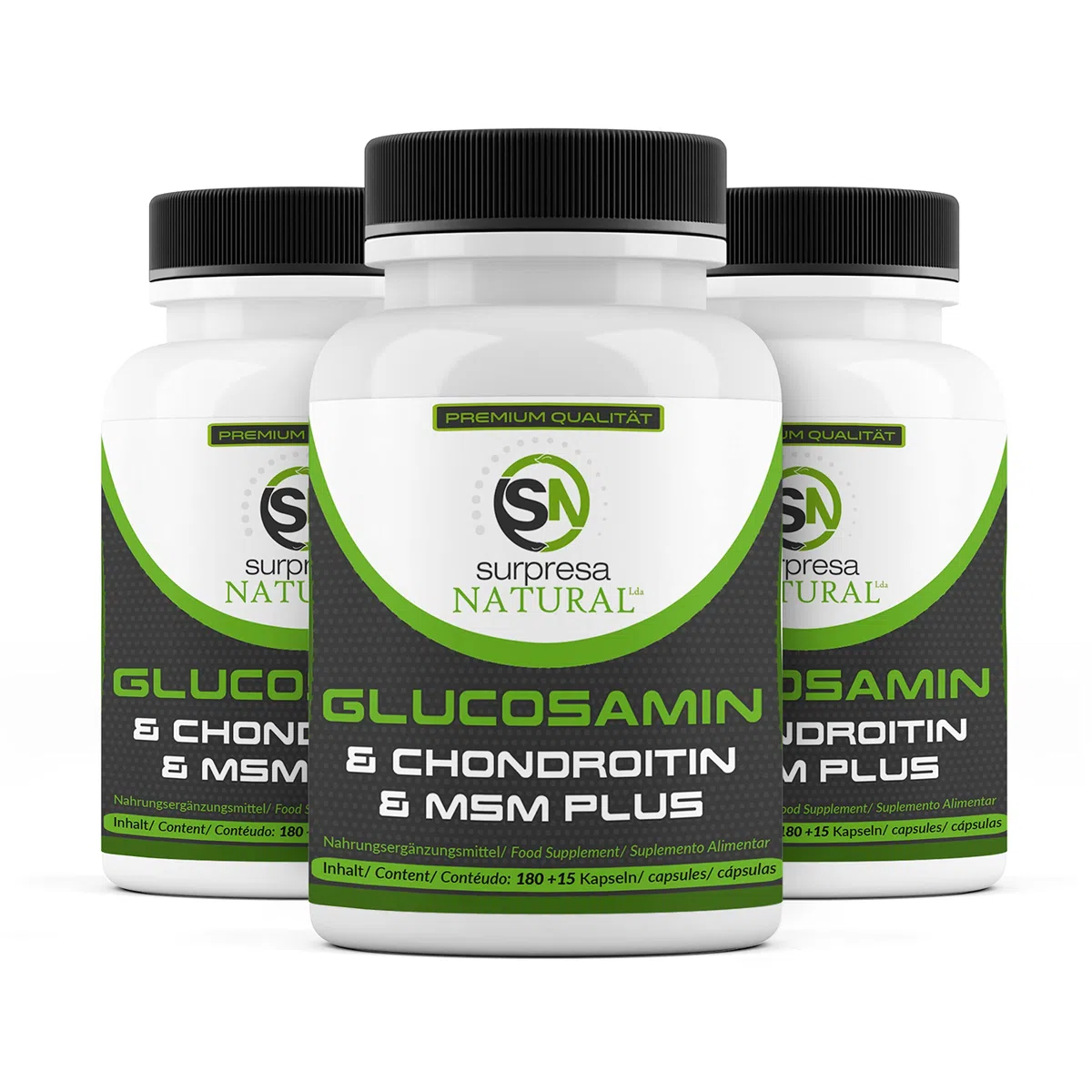 Glucosamina condroitina & MSM capsule ad alto dosaggio I 3 x 195 capsule I 4500 mg al dose giornaliera I Integratore alimentare senza additivi e testato in laboratorio I 1 mese