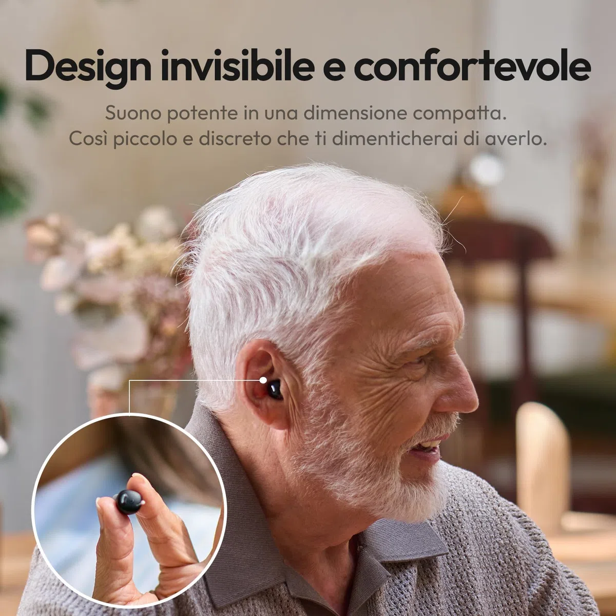 Nano Dispositivo Audio Senza Bluetooth/App, Supporto Uditivo per Anziani e Adulti, 3 Modalità di Ascolto, Guadagno a 4 Livelli, Design Discreto e Quasi Invisibile (Galassia)