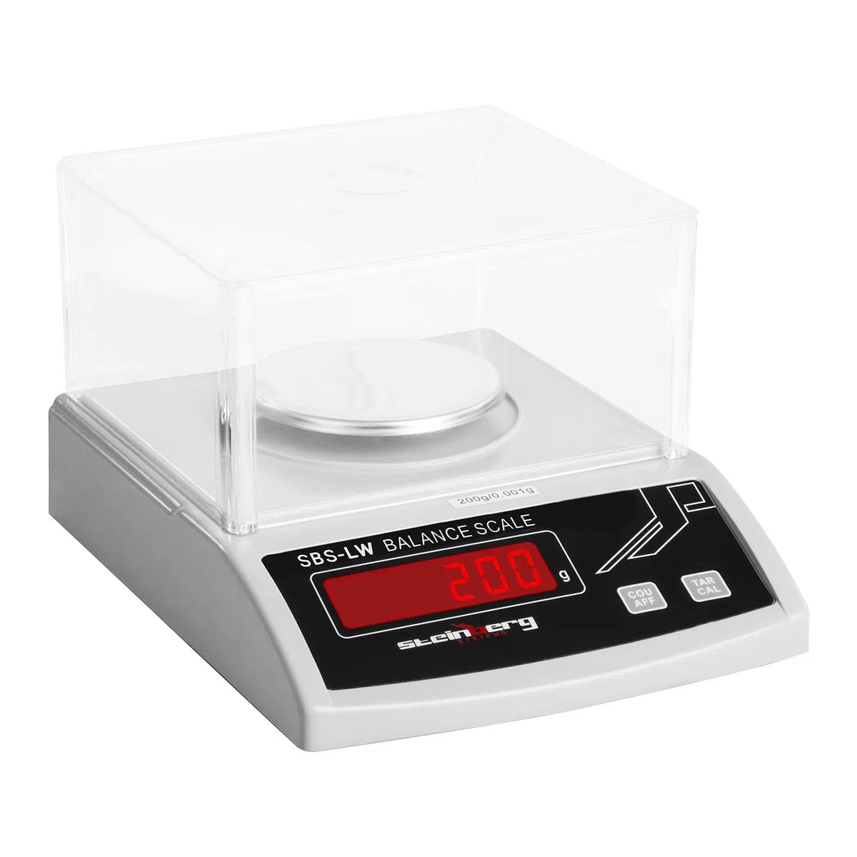 Steinberg Systems Bilancia di precisione Bilancia per pesare SBS-LW-200N (200 g, Accuratezza di 0,001 g, Display al LED, Copertura in vetro, Numerose funzioni)
