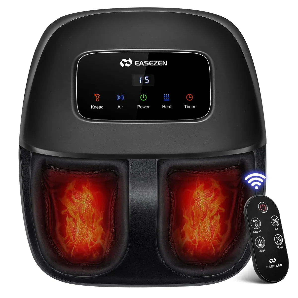 EaseZen Massaggiatore per Piedi Shiatsu con Riscaldamento, Massaggiatore Piedi Relax con Telecomando e Display LCD, Regalo di Compleanno per Lei/Lui/Mamme/Papà, Adatto fino alla Taglia 48