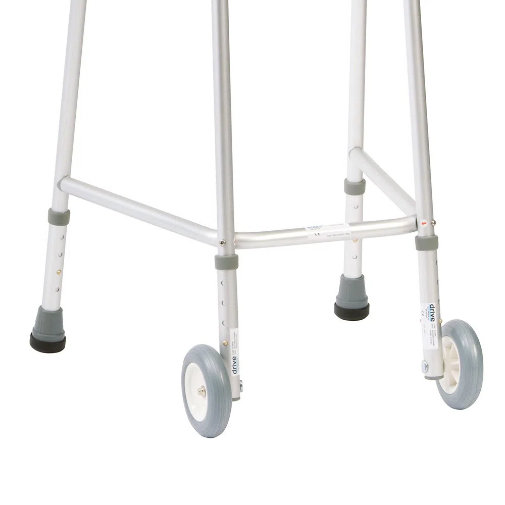 NRS Healthcare Deambulatore Sottile con Rotelle, Altezza Regolabile