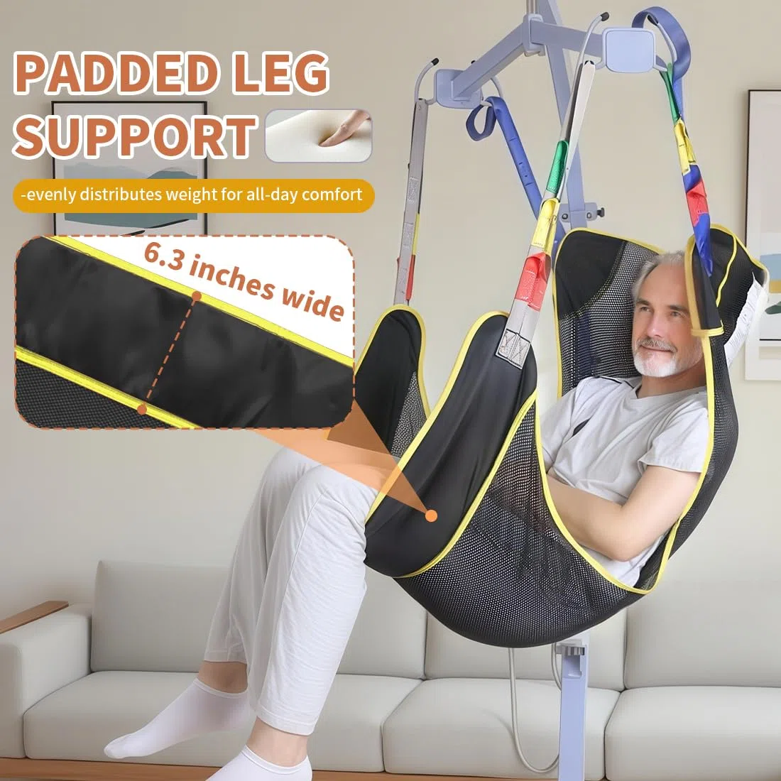 EZ Assistive Imbracatura universale per sollevamento paziente, per il posizionamento del letto e il bagno, imbracatura di trasferimento per anziani, allettata (nero, L)