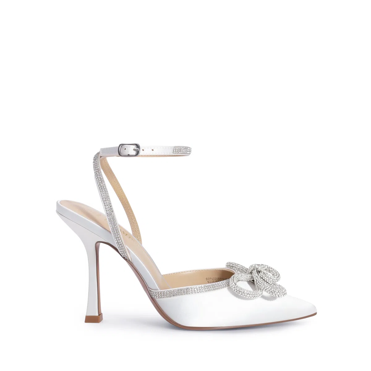 DREAM PAIRS Tacchi Alti Destiny Punta Chiusa Tacchi Strappy Sexy Strass Cinturino Alla Caviglia Pompe Da Sposa Da Donna Abito Da Sposa, bianco, 38 EU