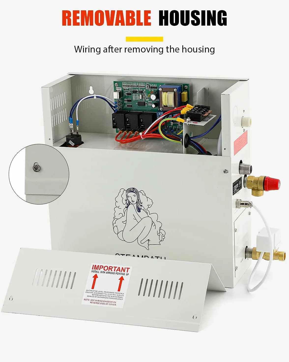 CGOLDENWALL 6KW Kit Sauna Generatore di Vapore 220V Domestico Turco Doccia Bagno SPA Autodrenante Regolatore Digitale Display 6m³ Termostato Automatico 35-55℃