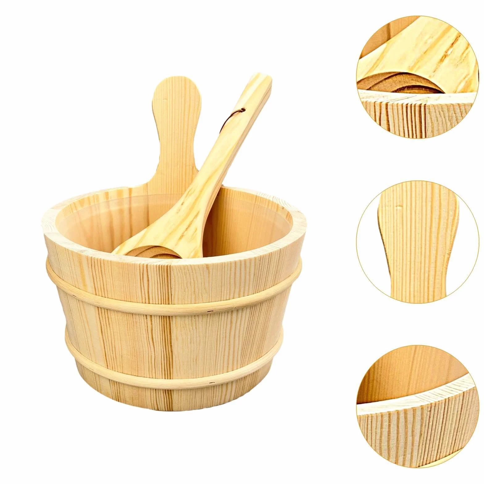 Set secchi legno sauna 5 litri accessori bagno SPA vasca