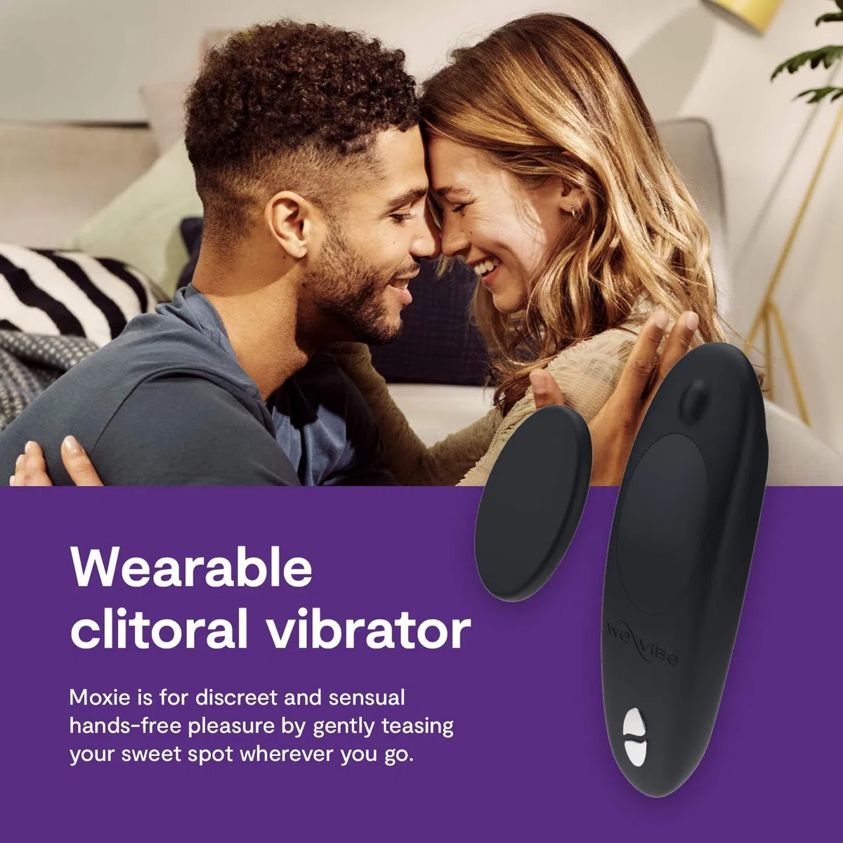 We-Vibe Moxie Panty Worn Vibratore Indossabile Massaggiatore clitorideo vibrante per stuzzicare il suo giocattolo sessuale controllato da app per smartphone e telecomando - Nero satinato