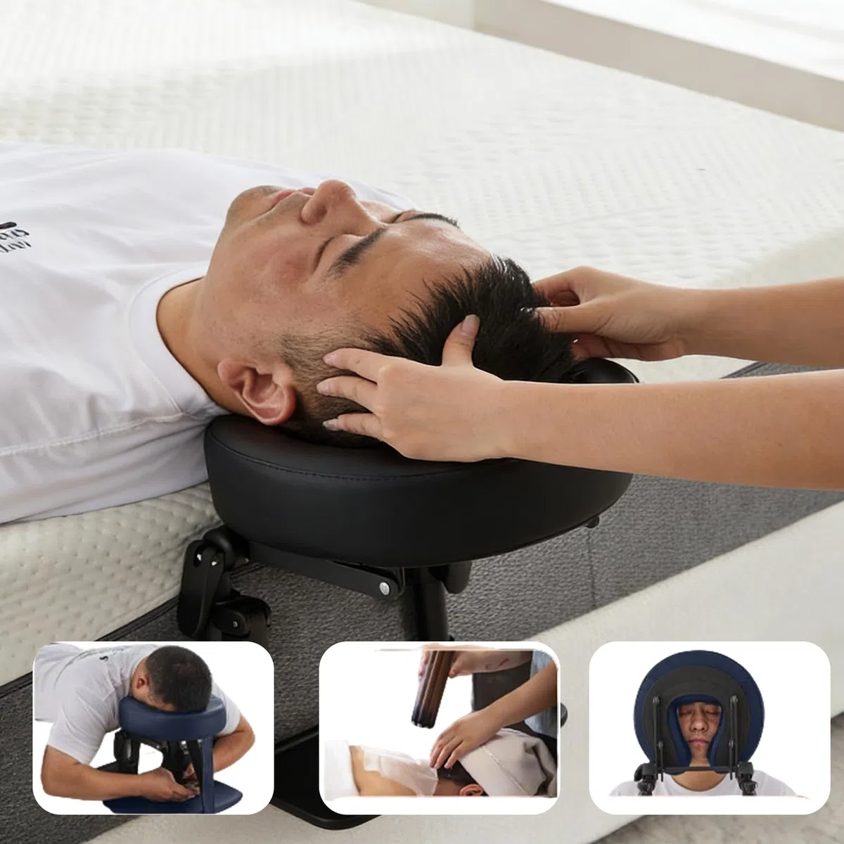 Kit per Massaggi per Materasso,con Bracciolo e Custodia,per Materassi di Spessore 14-45 cm,per Lettini di Bellezza Universali,Nero