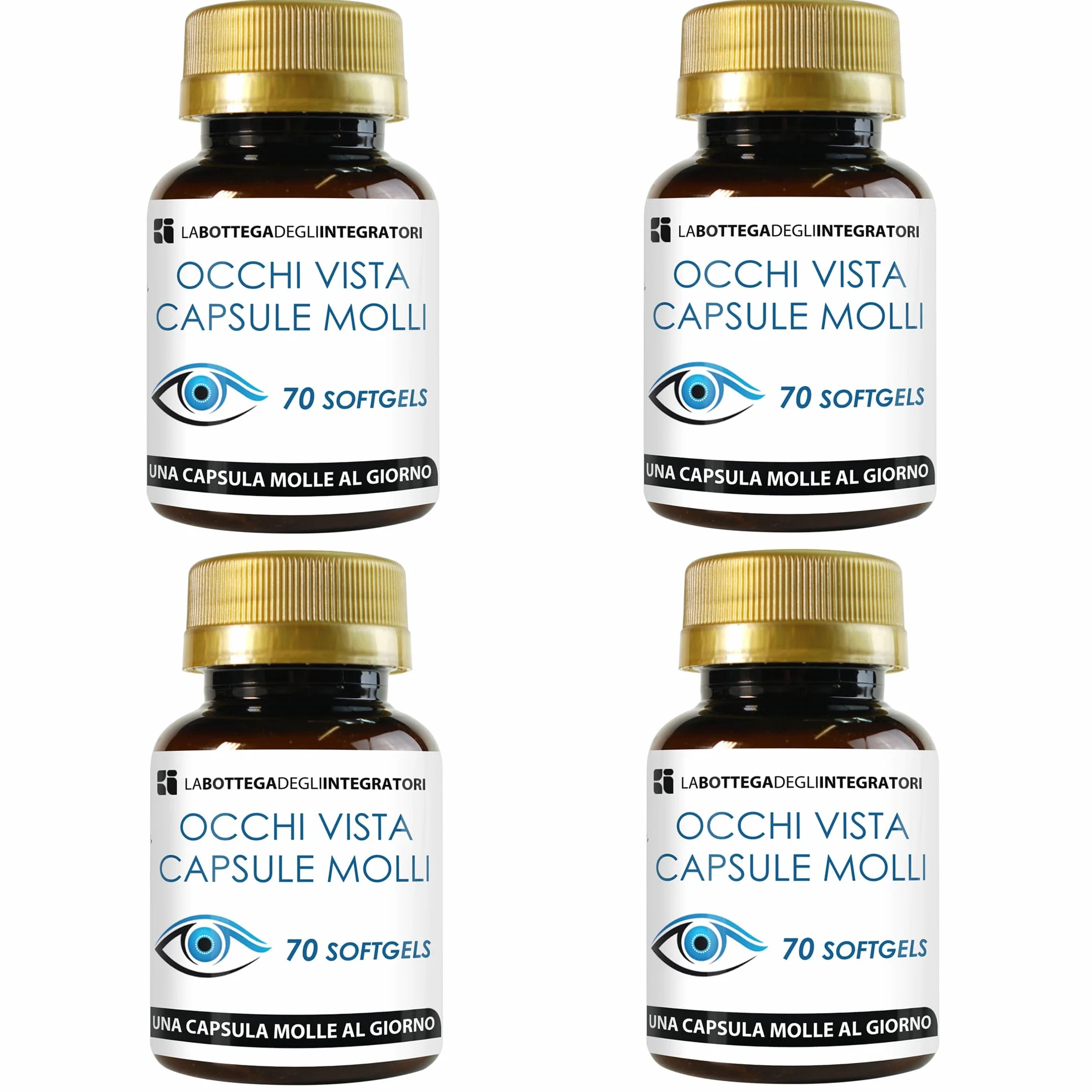 LA BOTTEGA DEGLI INTEGRATORI Integratore per la Visione 280 Softgels Luteina Zinco Olio di Pesce Omega 3 DHA EPA Occhi Vista Capsule Molli