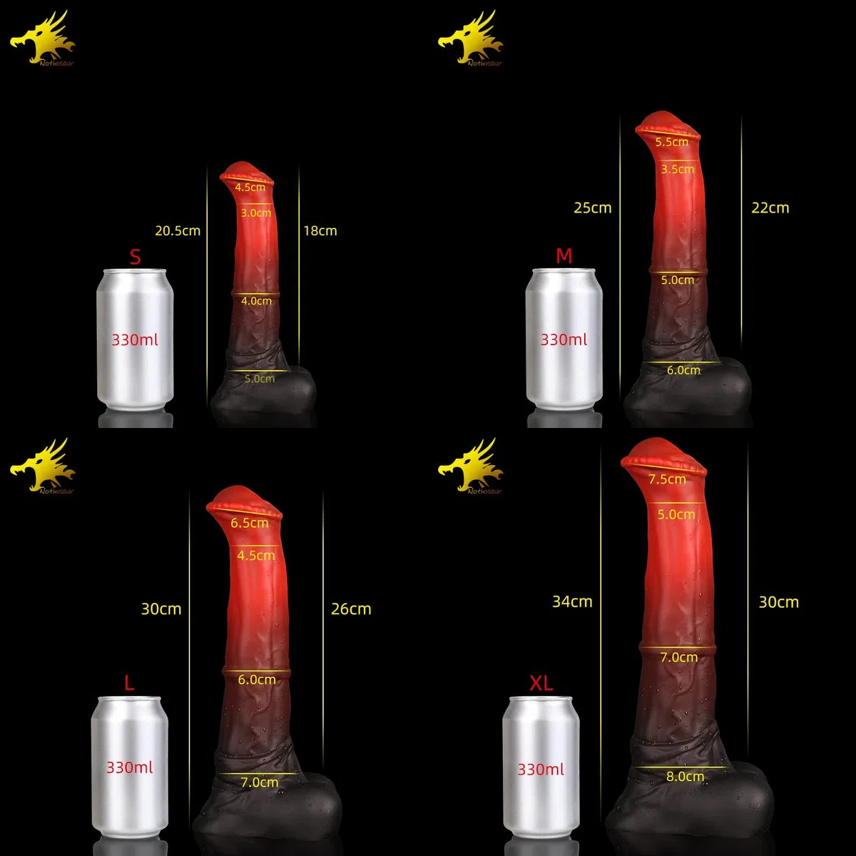 Nothosaur Conola con tubo per sperma, plug anale in silicone, butt plug per principianti ed esperti, taglia L (lunghezza 30 cm)