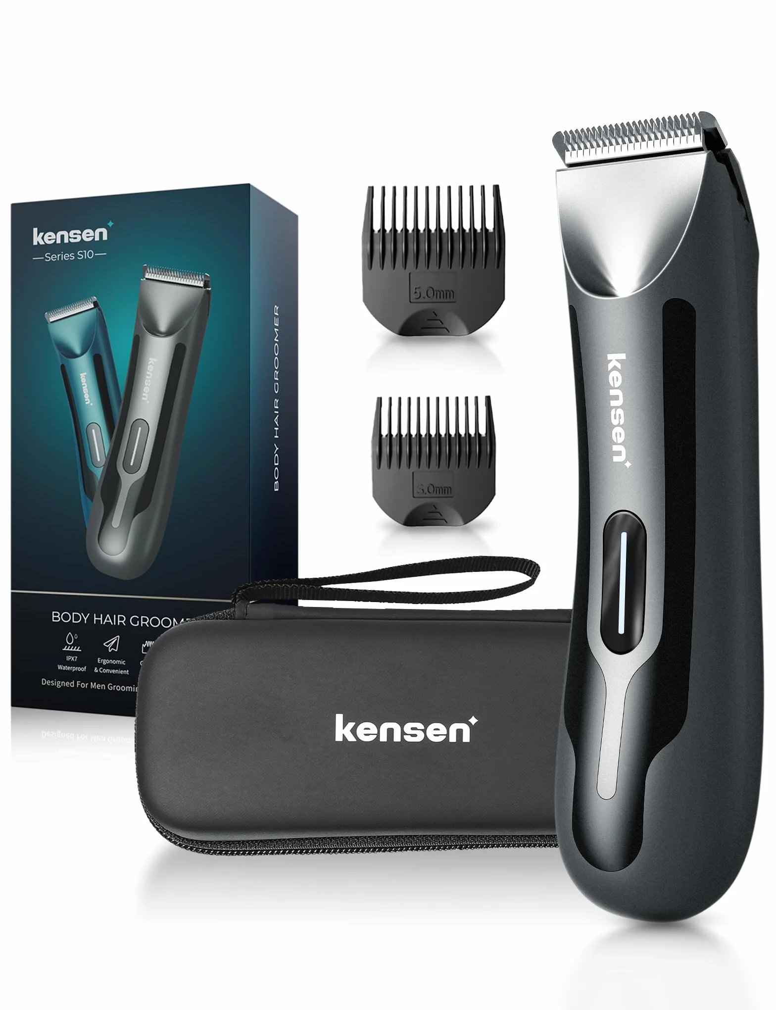 KENSEN Rasoio Elettrico Barba Depilatore Corpo Uomo LED Umido Asciutto RFCD-9088