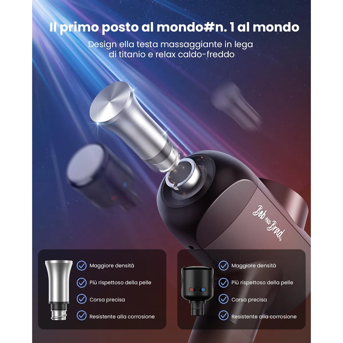 Bob and Brad X6 Pro Max Pistola Massaggio Muscolare con Testa Massaggiante Metallo e Caldo Freddo, Pistola Massaggiante, Elettrico Massaggiatore per Massaggio del Corpo Spalla Schiena