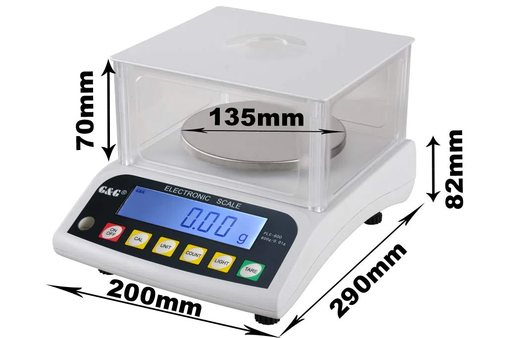 G&G PLC - Bilancia di precisione, 600 g/0,01 g, funzionamento a batteria