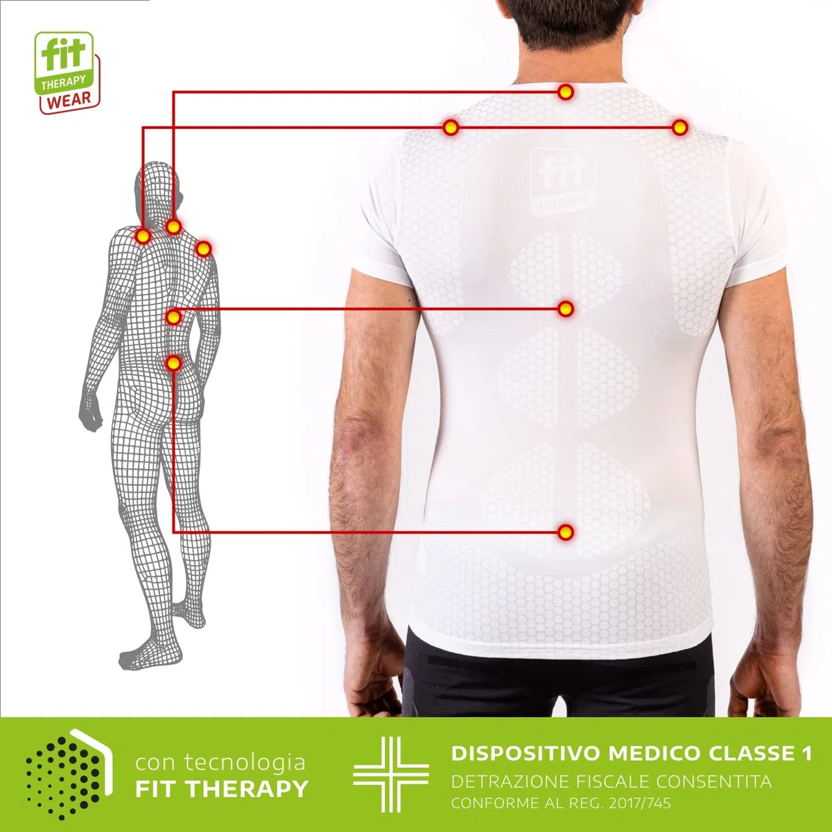 Maglia Unisex per Dolori Muscolari - Dispositivo Medico per Cervicale, Spalle, Dorso e Lombare - Tessuto Tecnico Traspirante