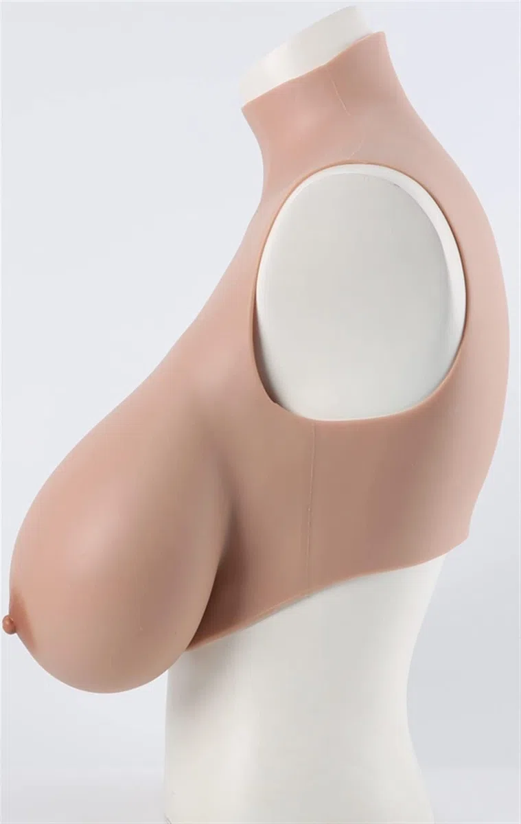 Generico Tette Finte Seni Finti Forme del Seno al Silicone Colletto Alto Elasticità Traspirante Seno di Riempimento in Silicone per Transgender Drag Queen Cosplay Mastectomia,E,#2+Silk Cotton