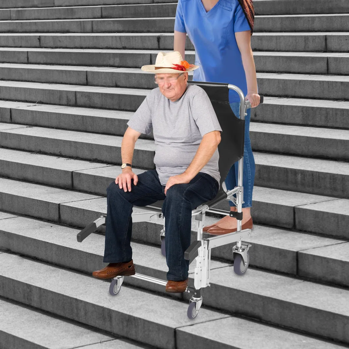 MINRS EMS - Sedia per scale, pieghevole, 160 kg, per il trasferimento di pazienti o persone con mobilità limitata