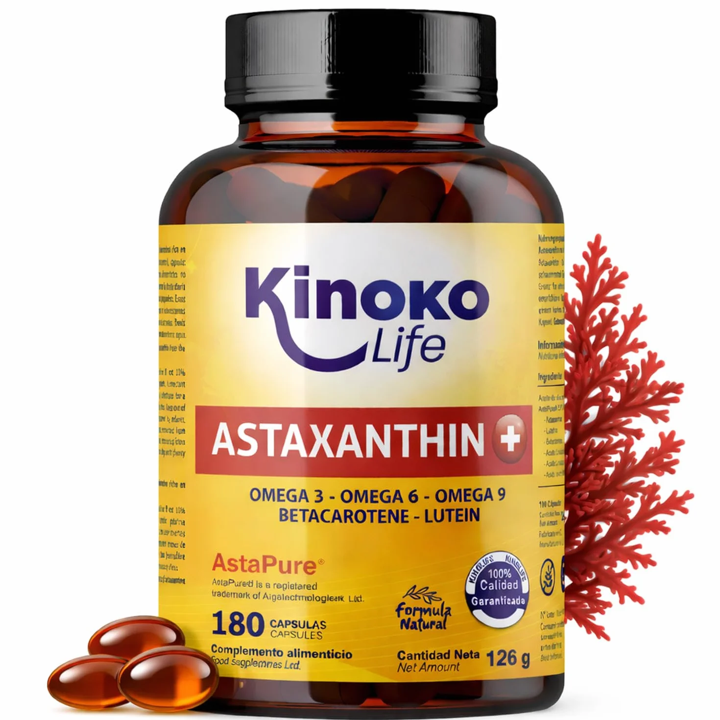 Astaxantina Plus 4mg 180 Capsule Sofgels con Luteina Omega 369 Beta-carotene AstaPure Antiossidante Naturale
