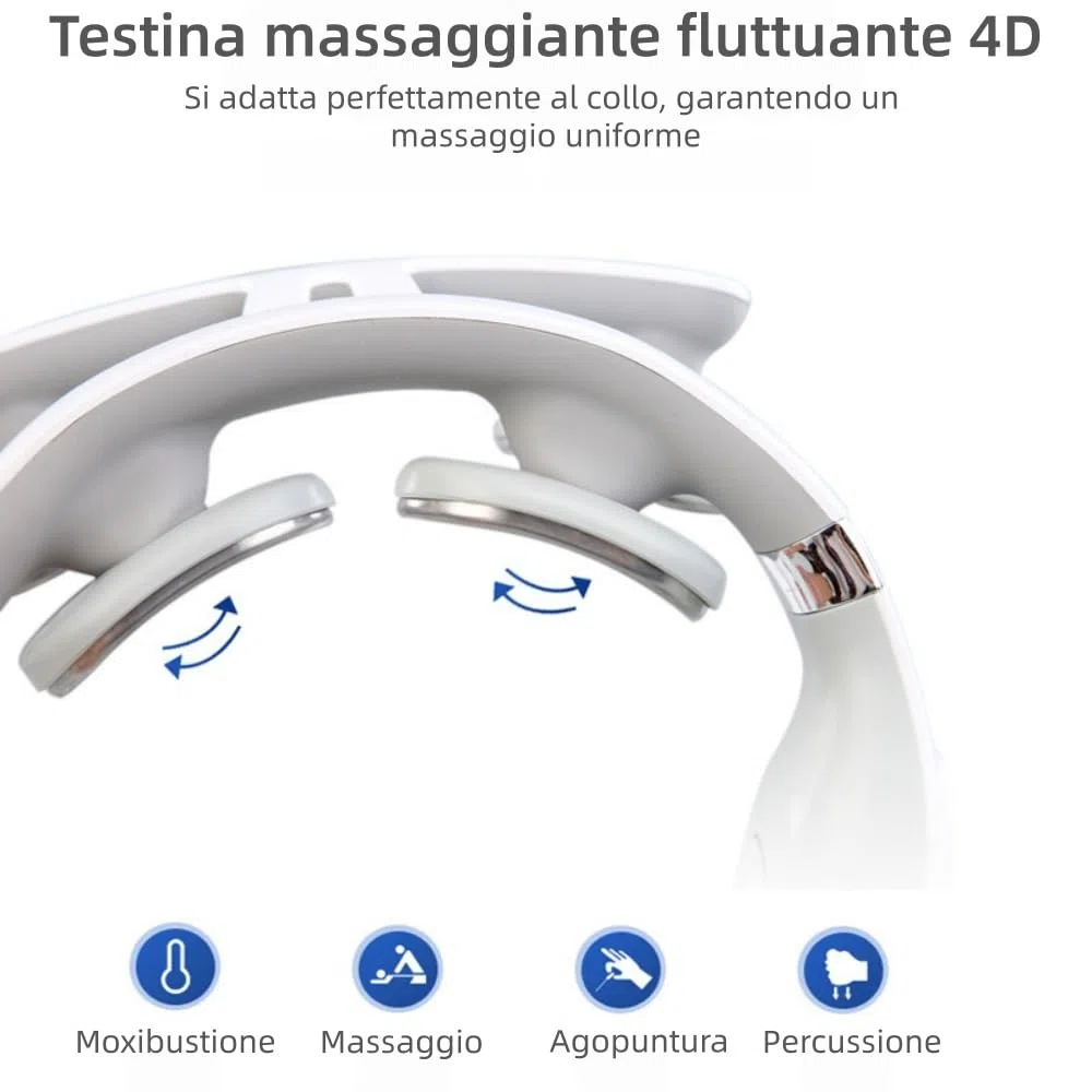 vertaline cervirest Massaggiatore Elettrico Cervicale Collo - 9 Livelli, Ricaricabile, Terapia Calore, 4 Teste, Adatto a Casa e Ufficio