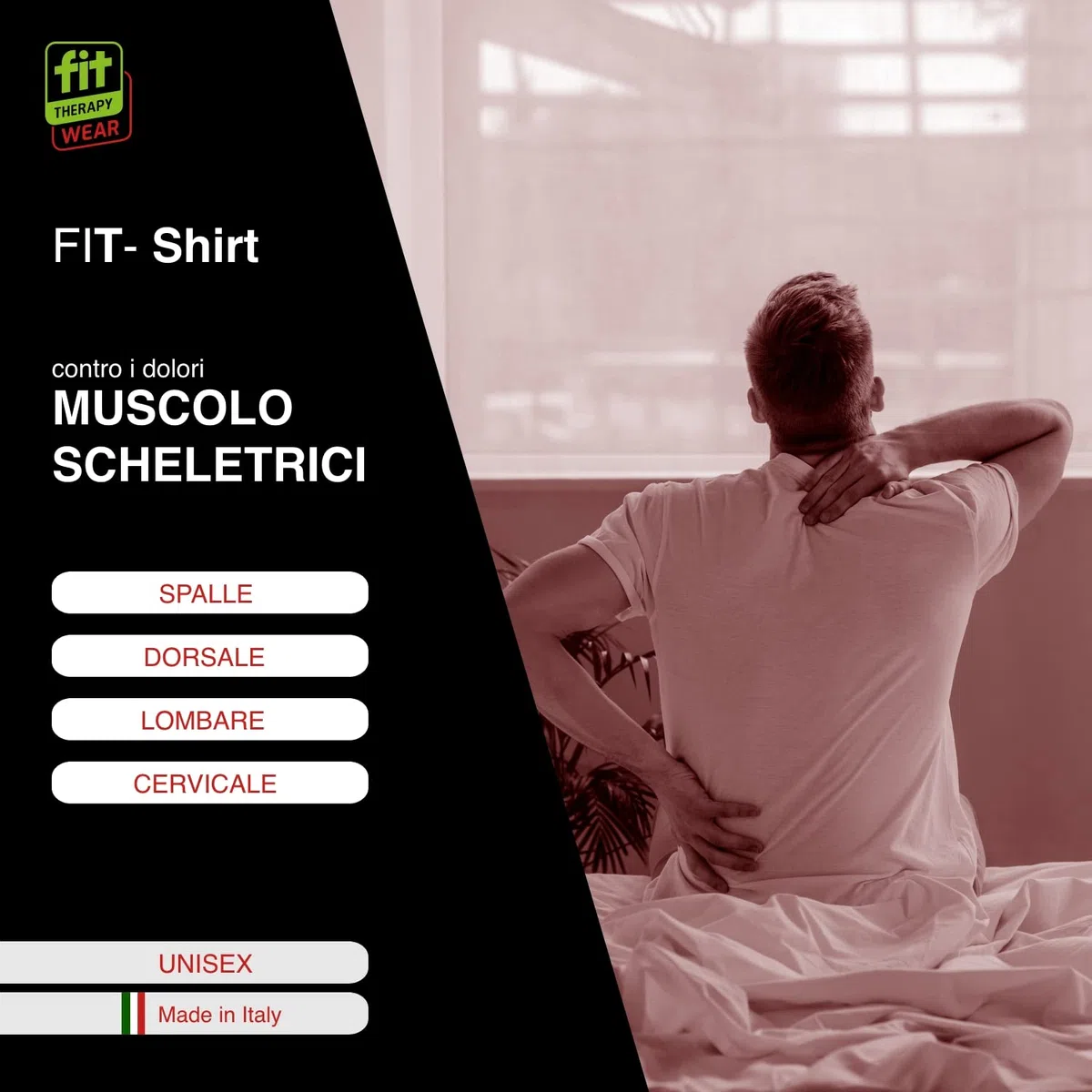 Maglia Unisex per Dolori Muscolari - Dispositivo Medico per Cervicale, Spalle, Dorso e Lombare - Tessuto Tecnico Traspirante
